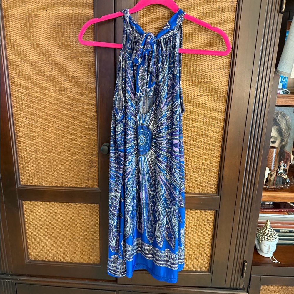 Blue and White Halter Dress